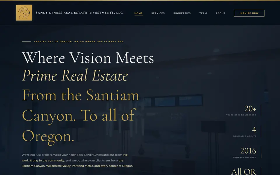 Sandy Lyness Real Estate website on a laptop