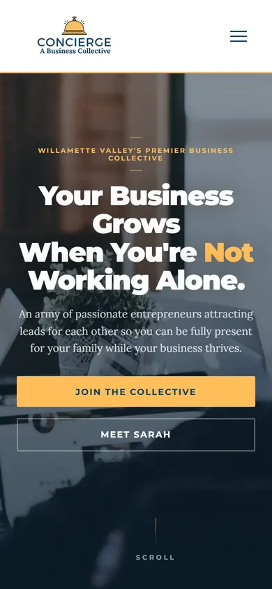 The Concierge website on a phone